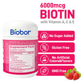 Biobor Biotin Gummies strawberry flavour gummies close-up