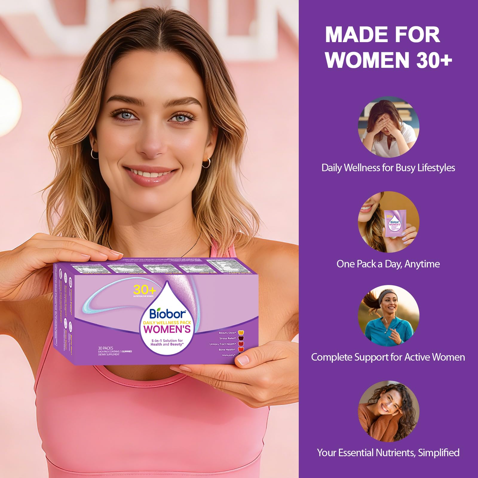 Biobor gummies showcasing beauty glow ingredients
