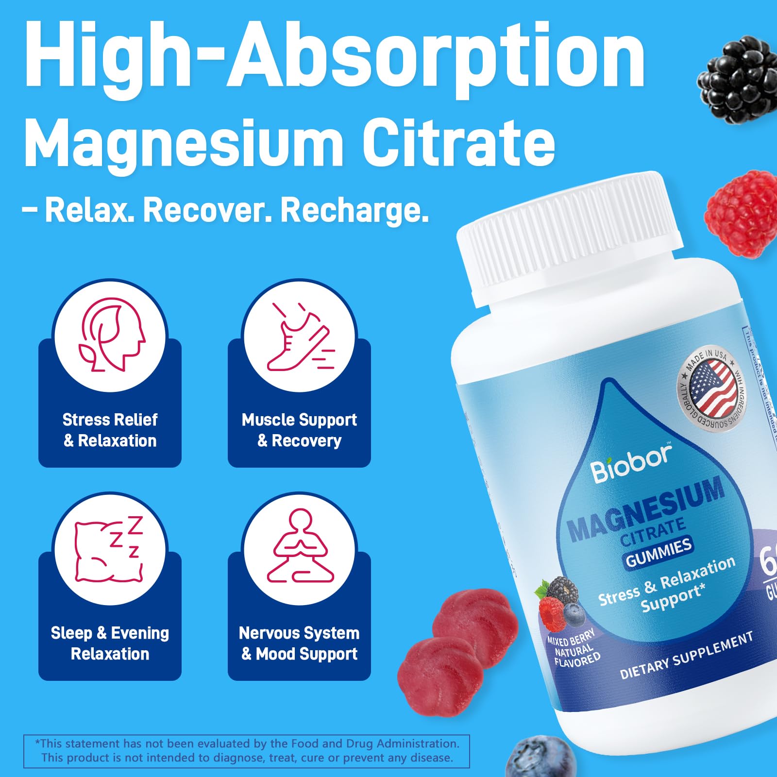Biobor Magnesium Citrate Gummies 200mg on a wooden table