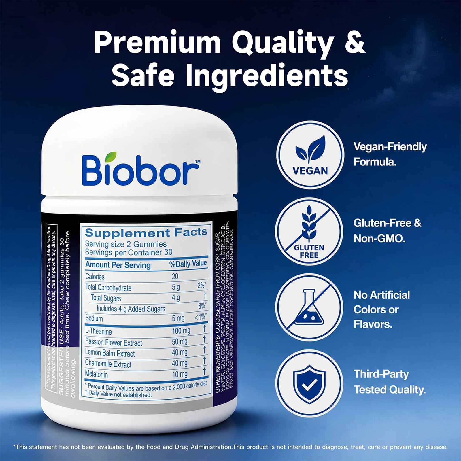 Biobor Melatonin Gummies bottle with 60 gummies