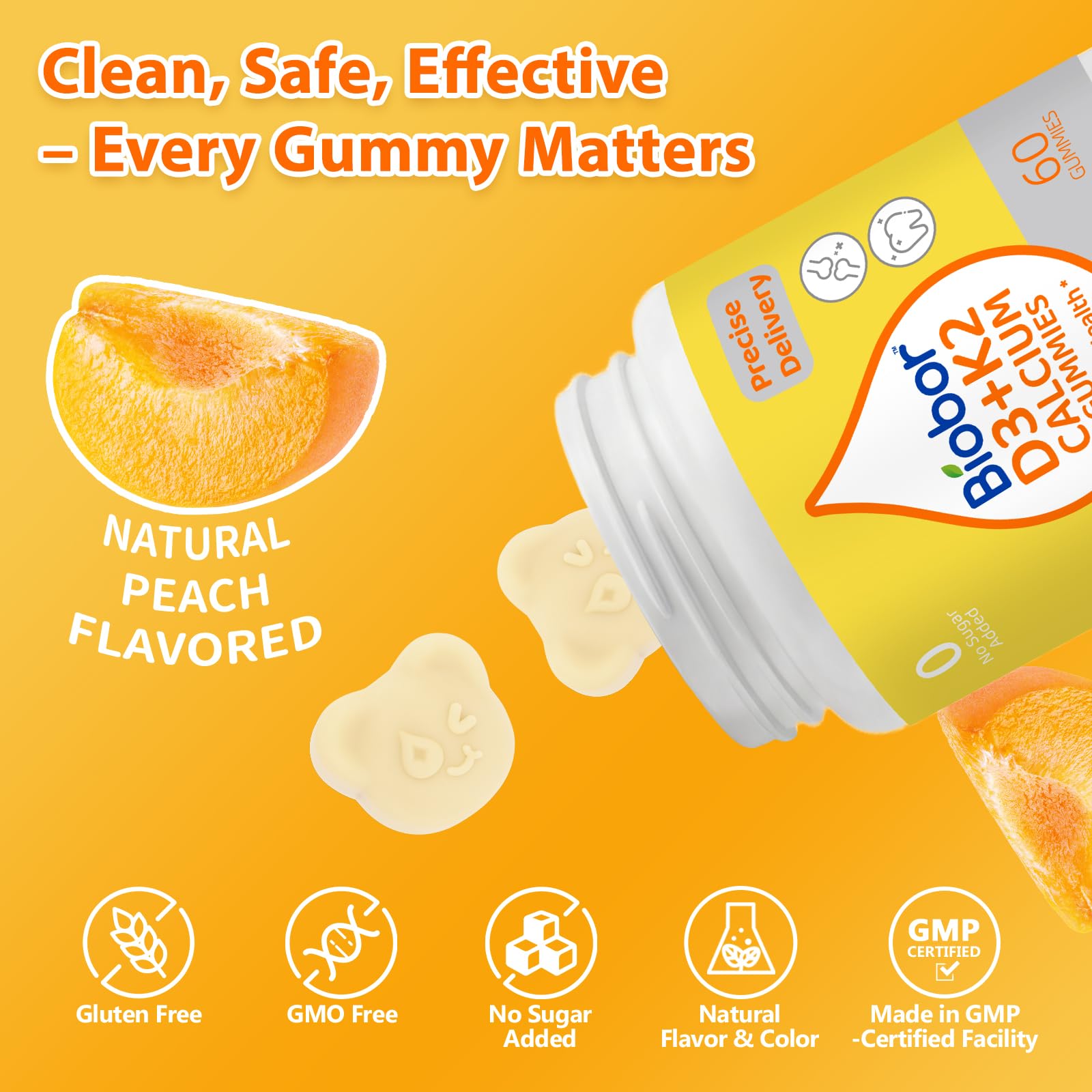 Biobor Vitamin D3 & K2 Gummies side view with nutritional information
