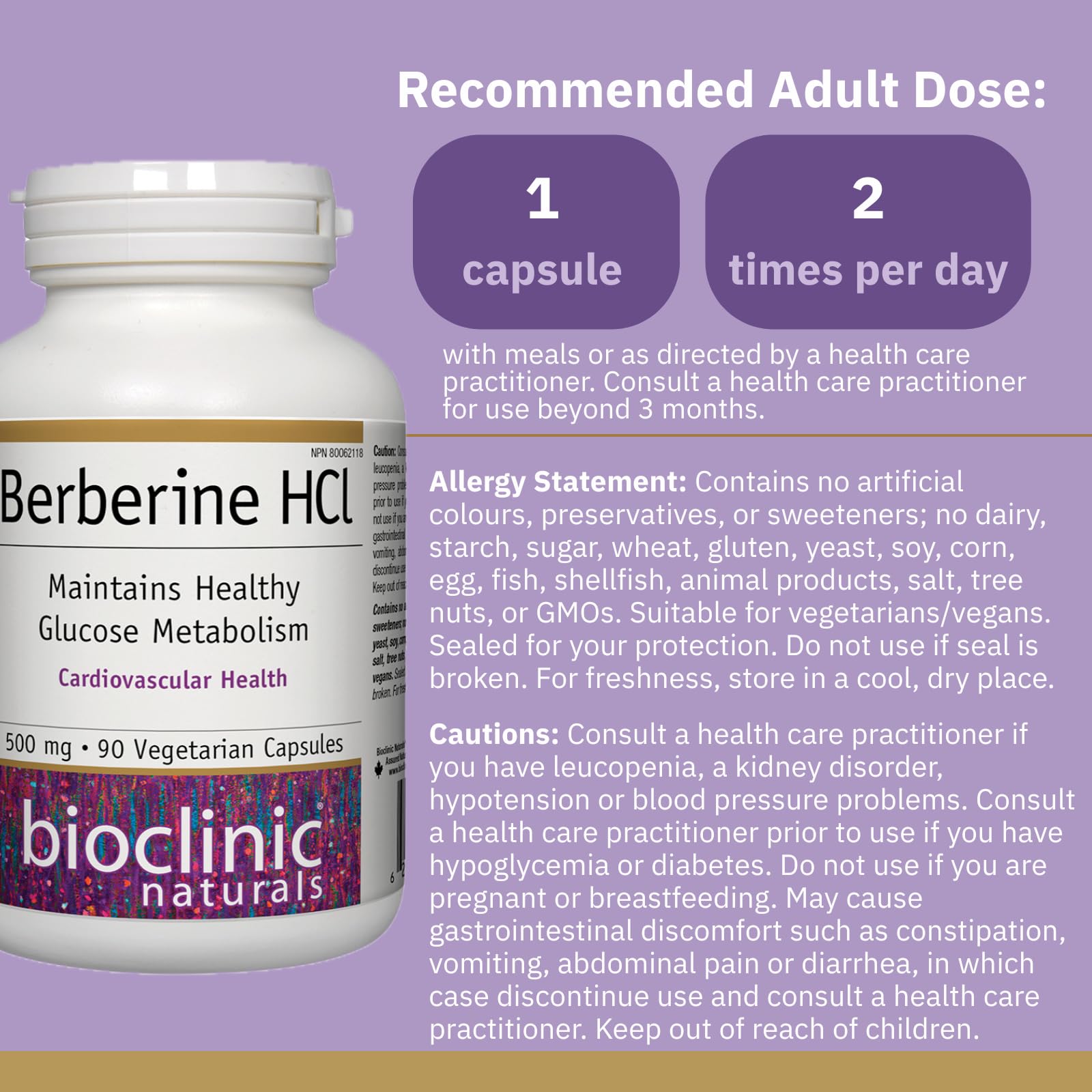 Bioclinic Naturals Berberine HCl Capsules side view