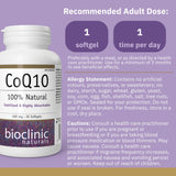 Bioclinic Naturals CoQ10 Soft Gels side view showing gel count