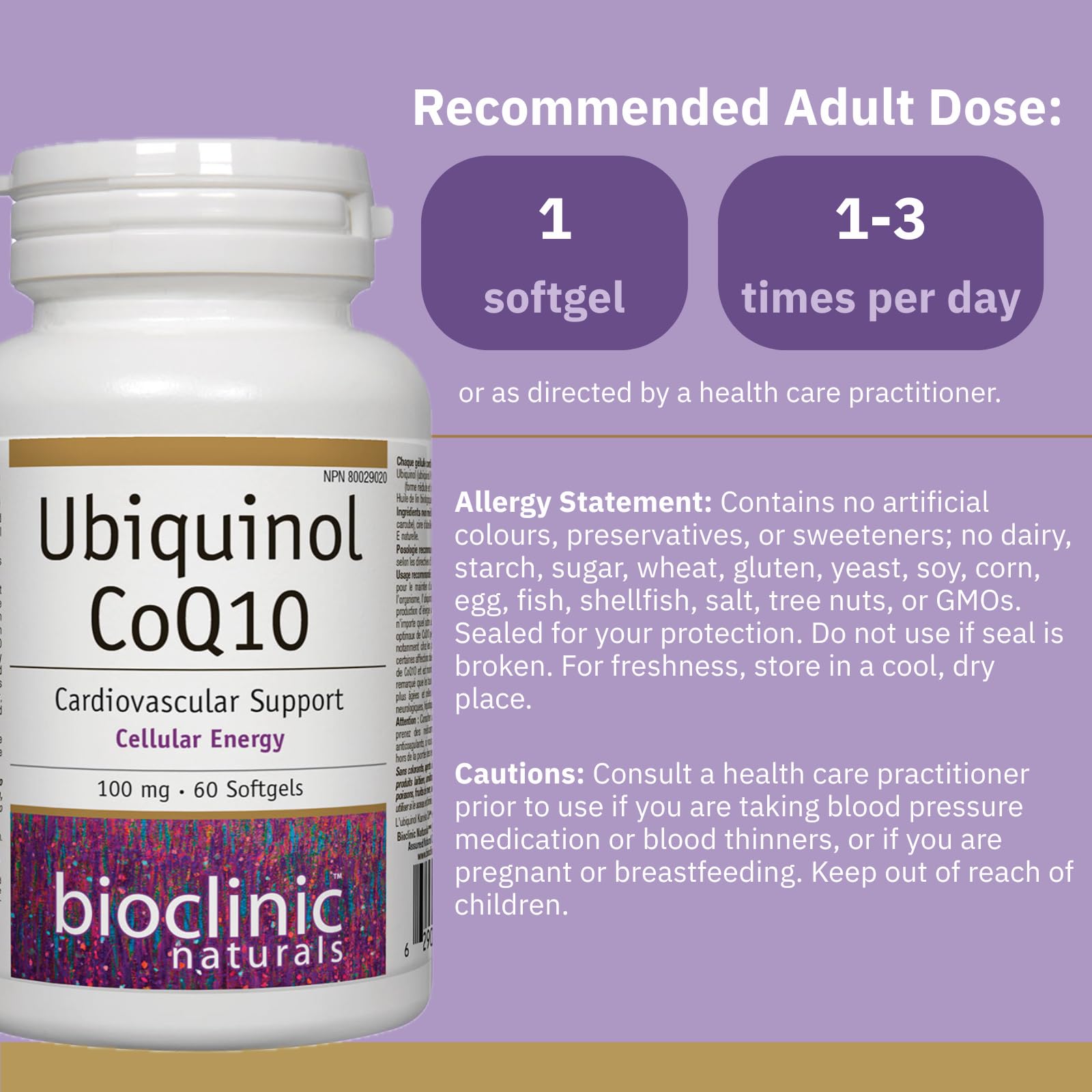 Bioclinic Naturals Ubiquinol CoQ10 100mg supplement back view