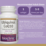 Bioclinic Naturals Ubiquinol CoQ10 100mg supplement back view