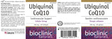 Bioclinic Naturals Ubiquinol CoQ10 100mg supplement ingredient listing