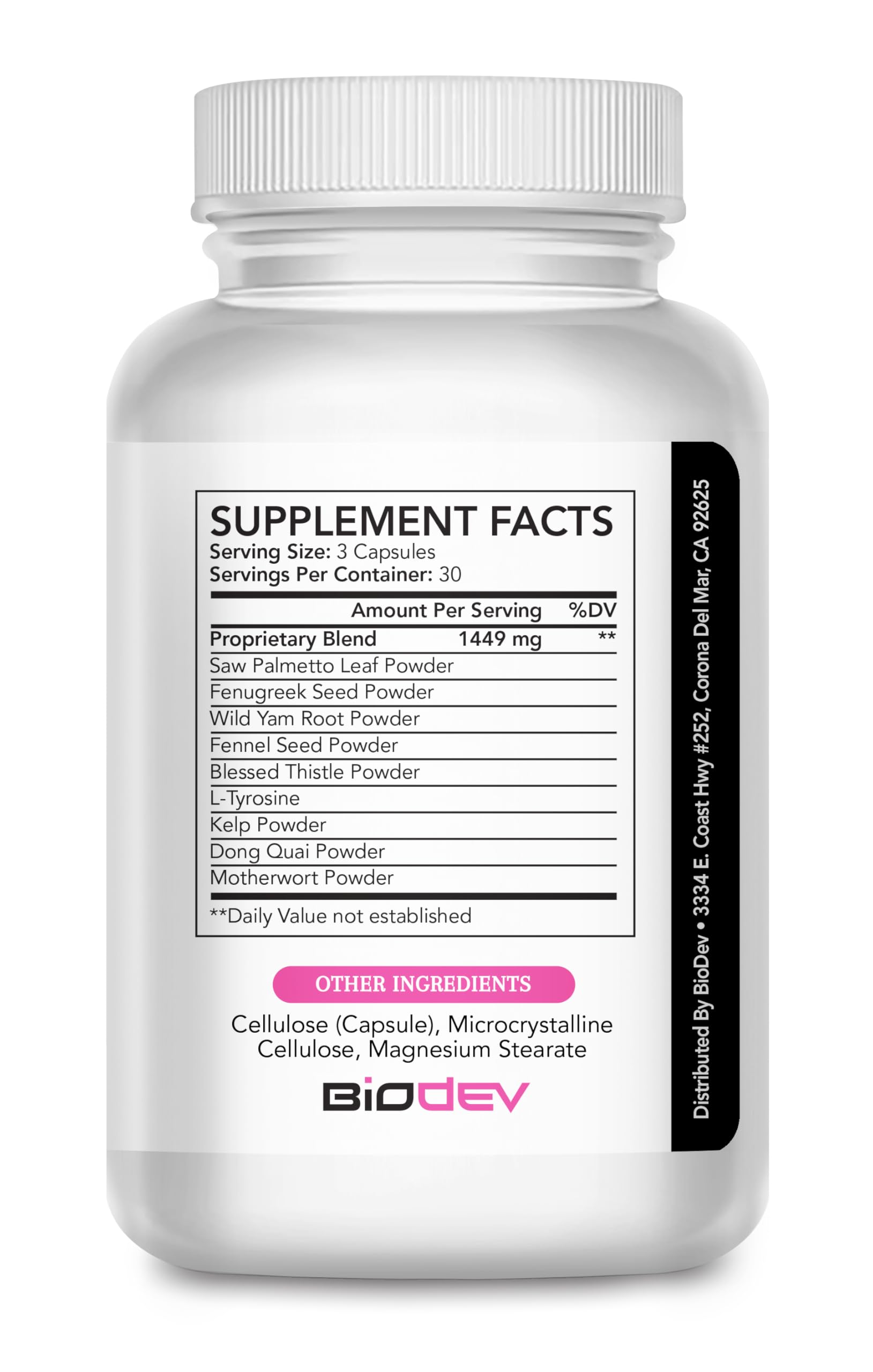 BIODEV Female Curve-support Supplement side view with label