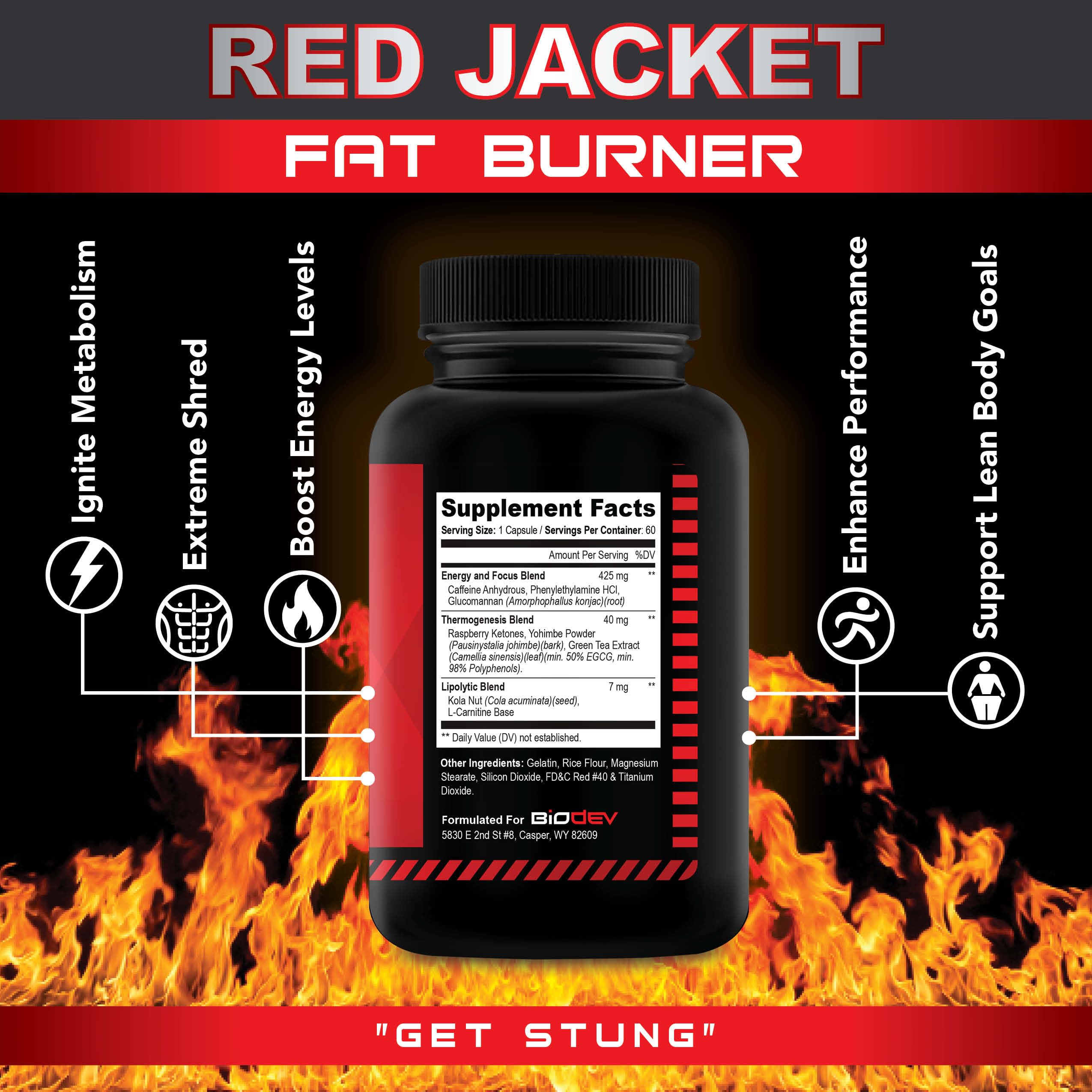 BIODEV Red Jacket Thermogenic Fat Burner packaging