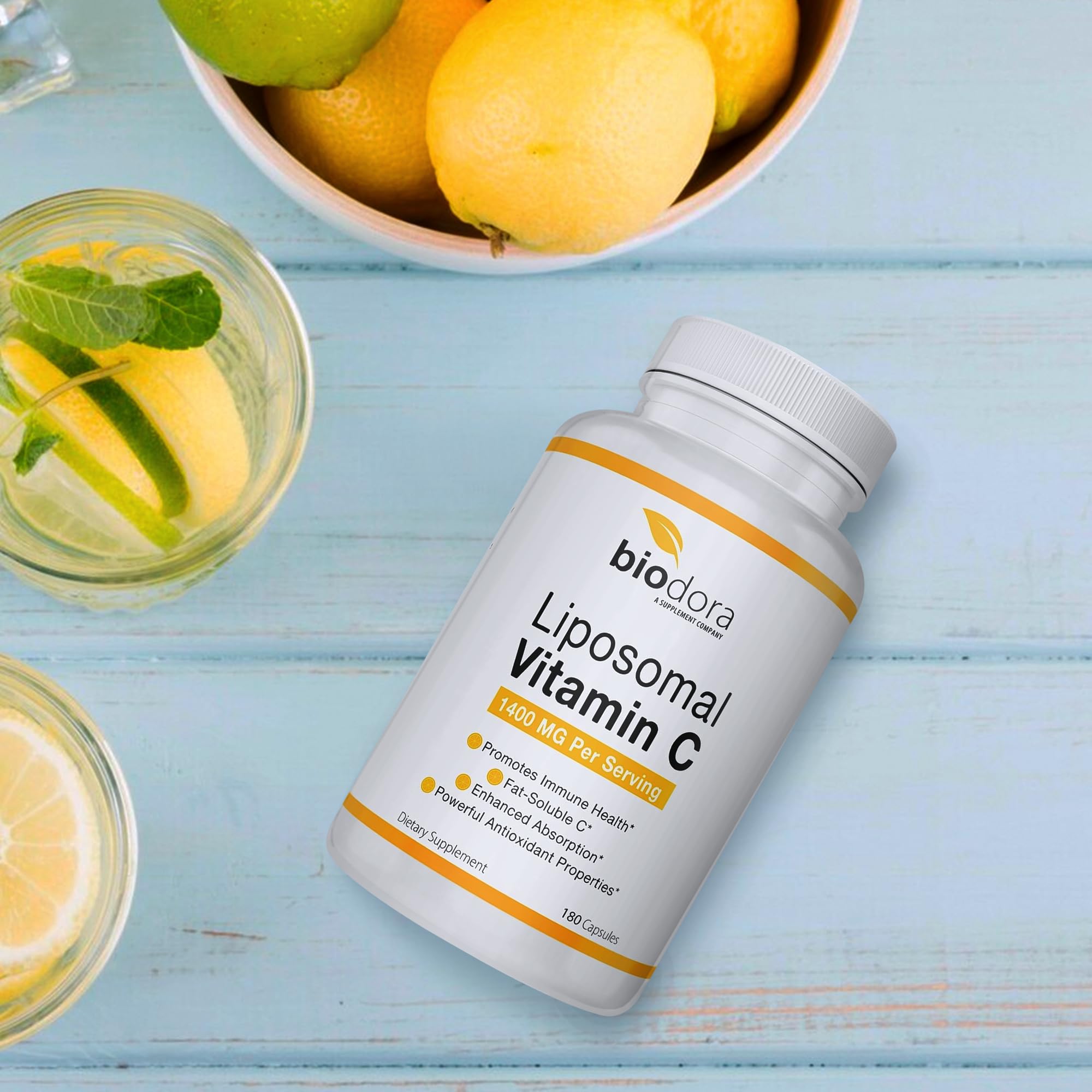 Biodora Liposomal Vitamin C Supplement capsules close-up