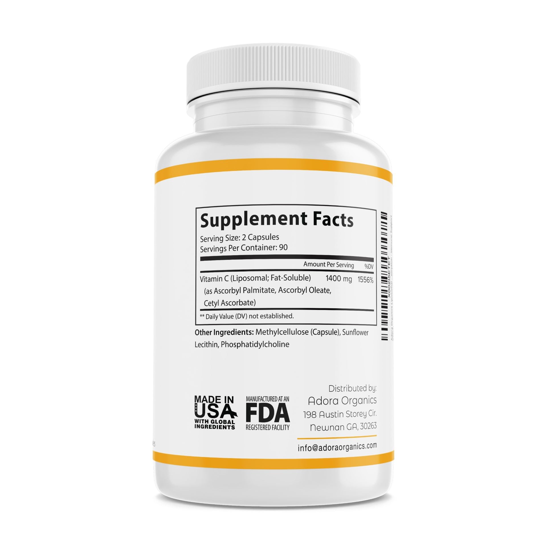 Biodora Liposomal Vitamin C Supplement packaging side view