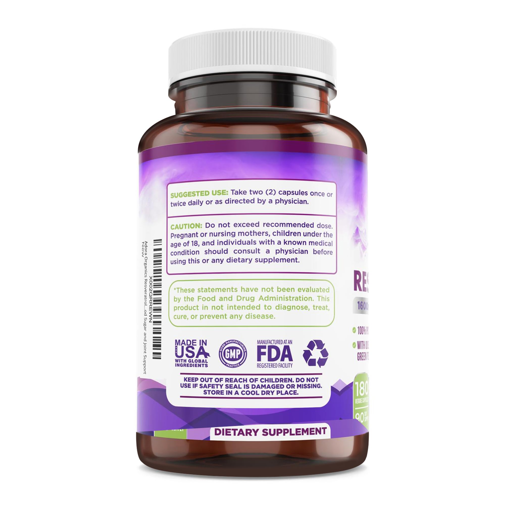 Biodora Resveratrol Antioxidant Capsules 800mg opened with capsules visible