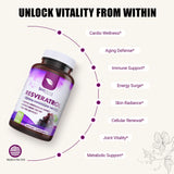 Biodora Resveratrol Antioxidant Capsules 800mg with ingredients list