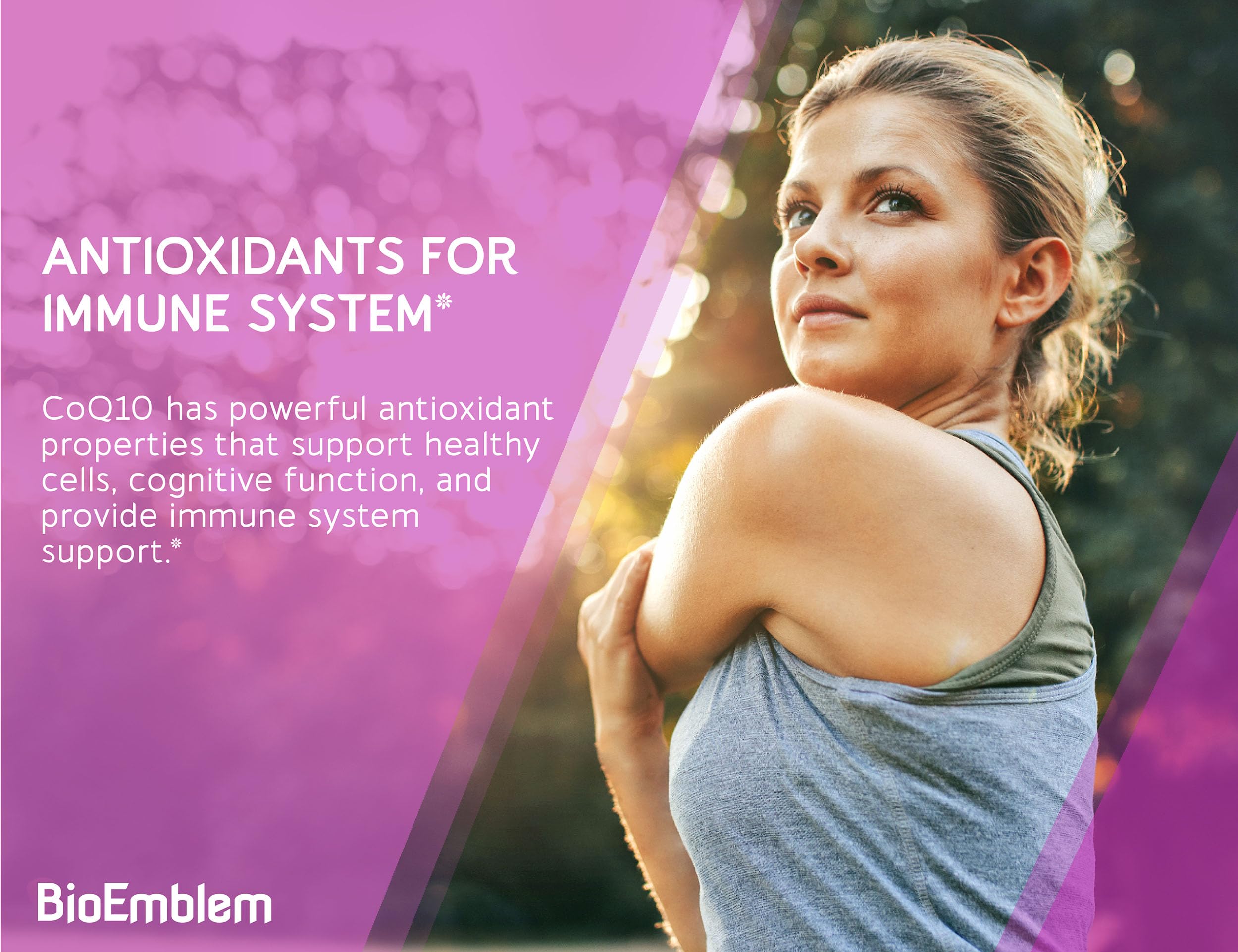 BioEmblem CoQ10 100mg softgels in a hand