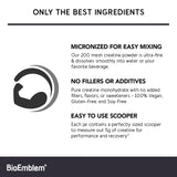 BioEmblem Creatine Monohydrate Powder 227g side view