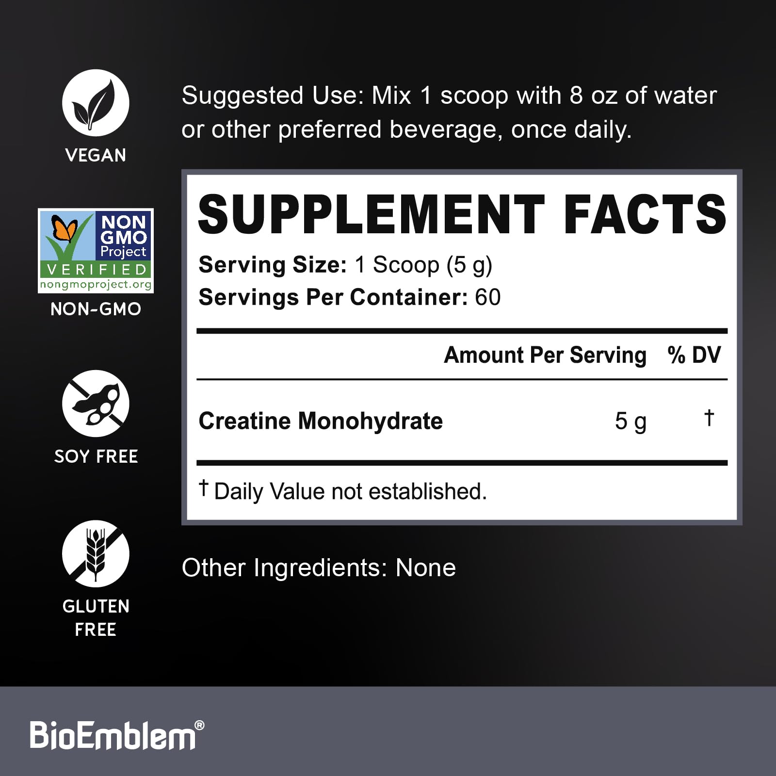 BioEmblem Creatine Monohydrate Powder in a glass of water