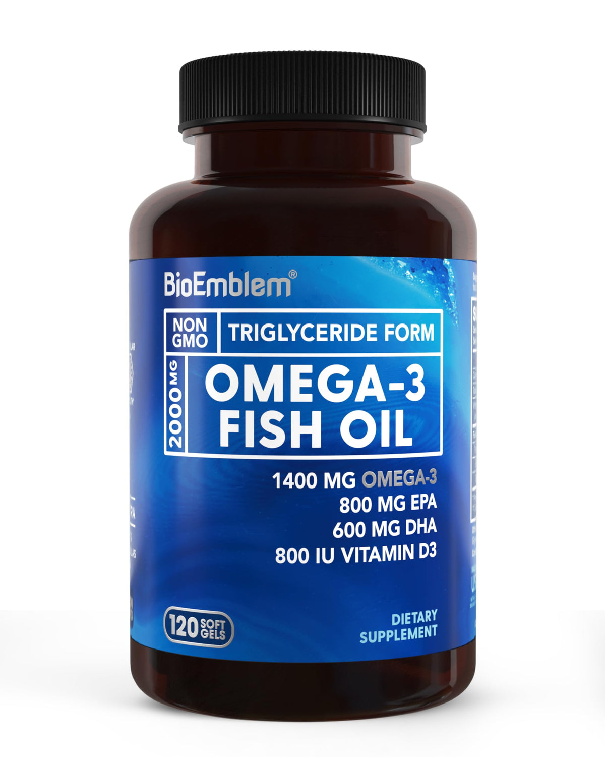 BioEmblem Fish Oil Softgels front view with packaging