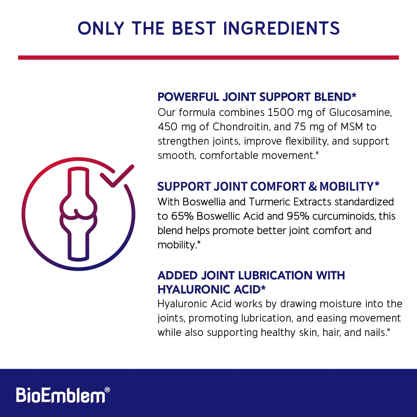 BioEmblem Joint Support Supplement capsules close-up