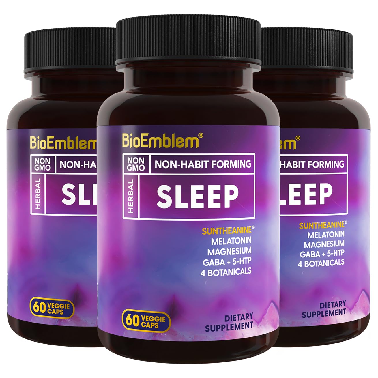 BioEmblem Natural Sleep Aid 60 Capsules front view