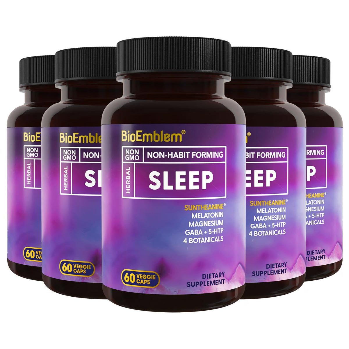 BioEmblem Natural Sleep Aid 60 Capsules front view