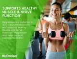 BioEmblem Triple Magnesium Complex 300mg alongside a glass of water