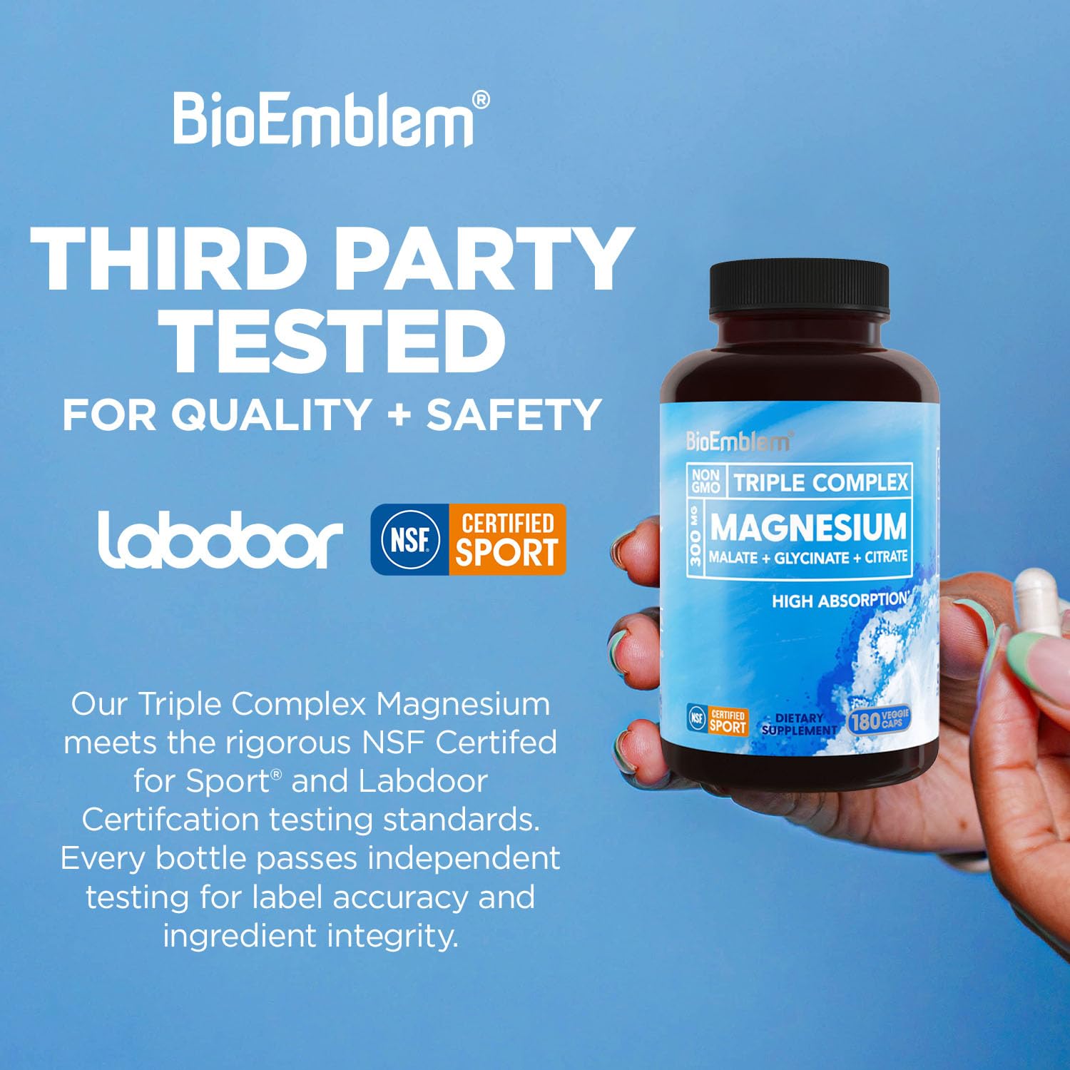 BioEmblem Triple Magnesium Complex 300mg label details