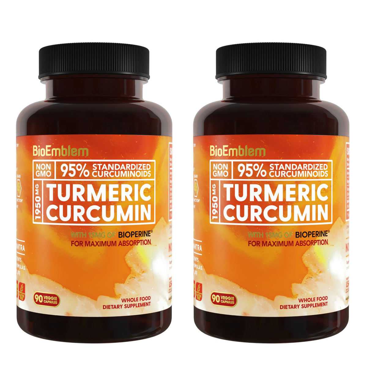 BioEmblem Turmeric Curcumin Capsules front view with packaging