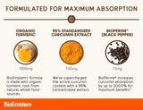 BioEmblem Turmeric Curcumin Capsules side view showing the label