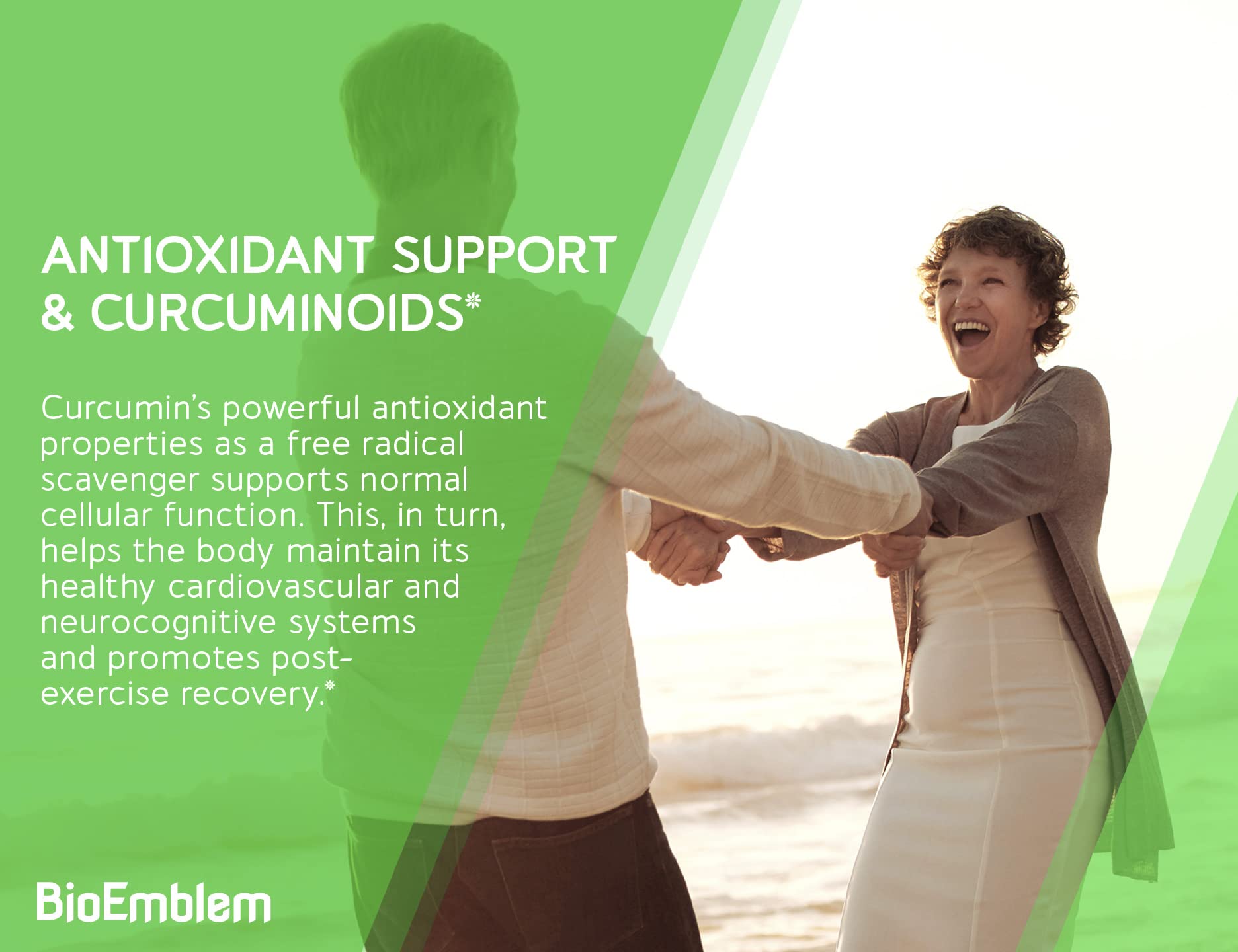 BioEmblem Turmeric Curcumin supplement bottle side view