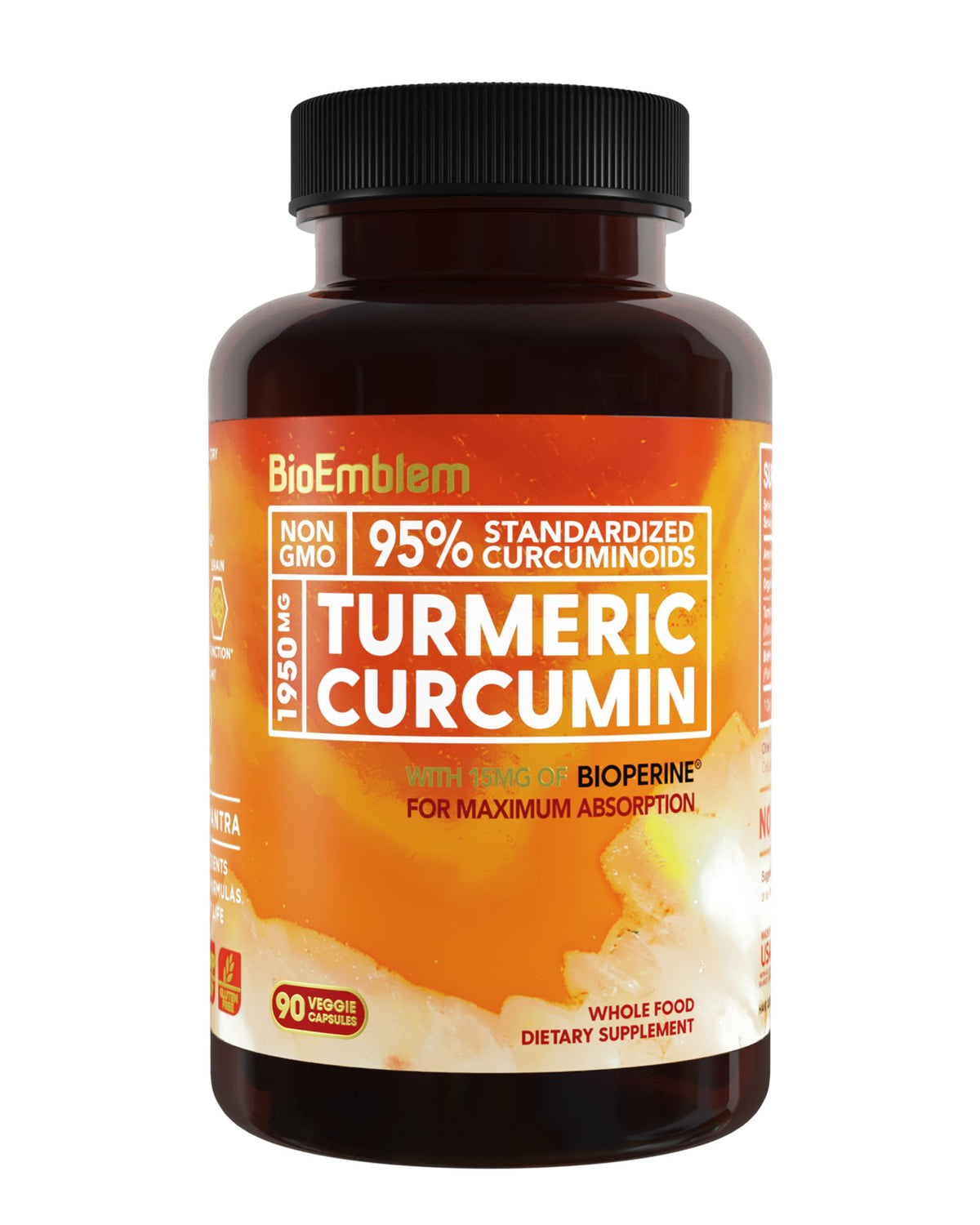 BioEmblem Turmeric Curcumin supplement front view with packaging
