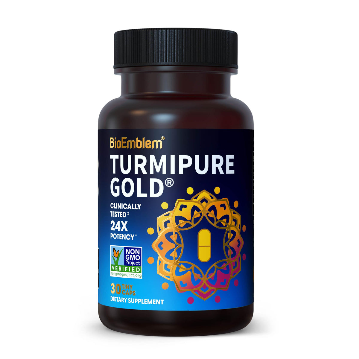 BioEmblem TurmiPure Gold Turmeric Supplement 300mg capsules front view