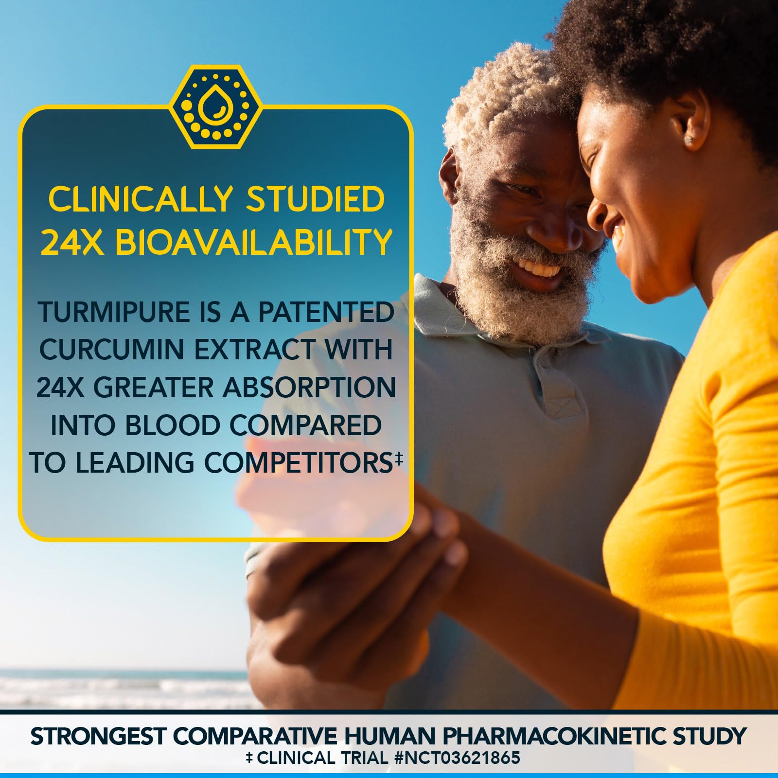 BioEmblem TurmiPure Gold turmeric supplement capsules in a hand