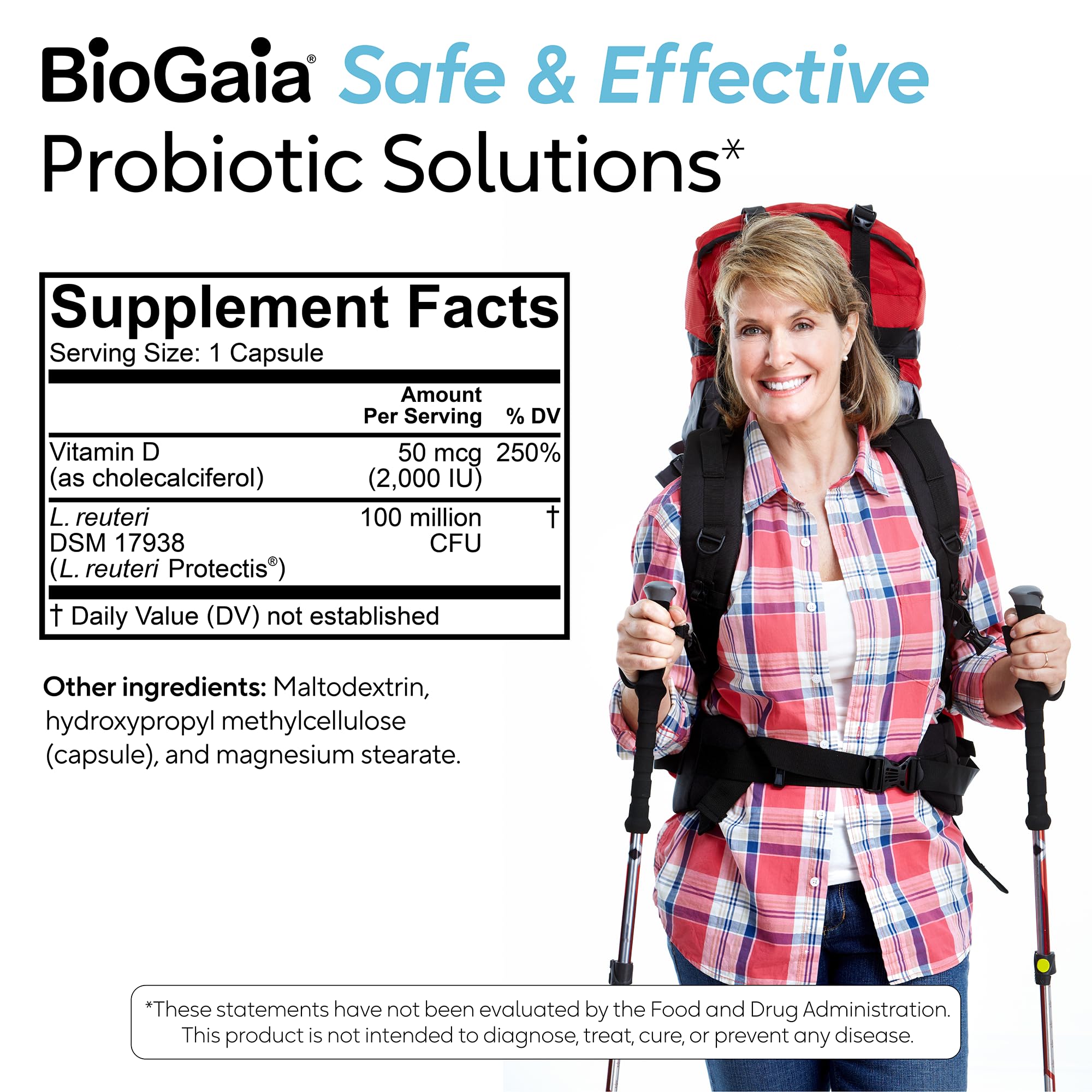 BioGaia daily wellness Active Probiotic + Vitamin D with a measuring spoon