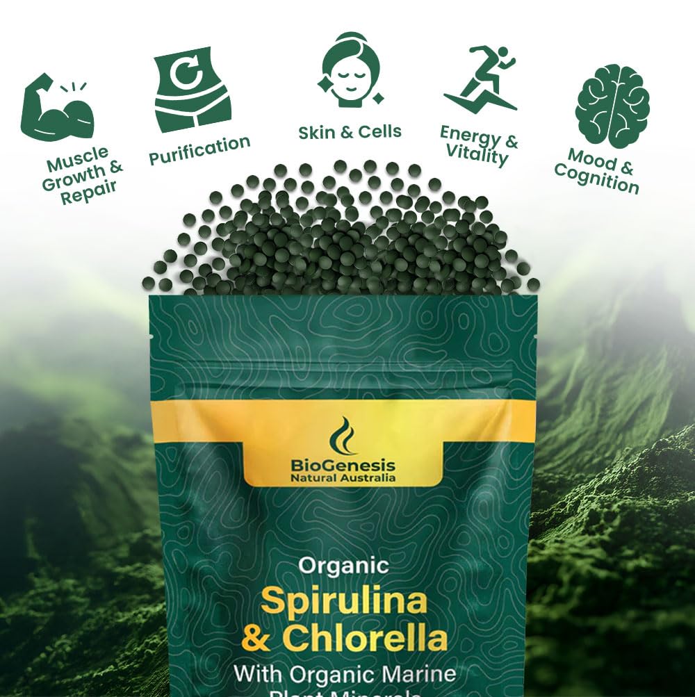 Biogenesis Chlorella and Spirulina Mini Tablets with marine minerals