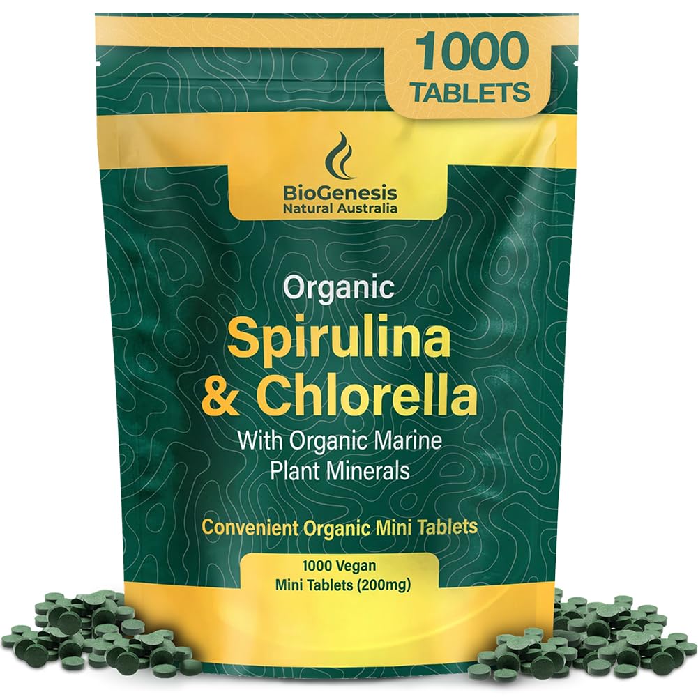 Biogenesis Chlorella & Spirulina Mini Tablets front view