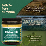 Biogenesis Chlorella tablets on a wooden table