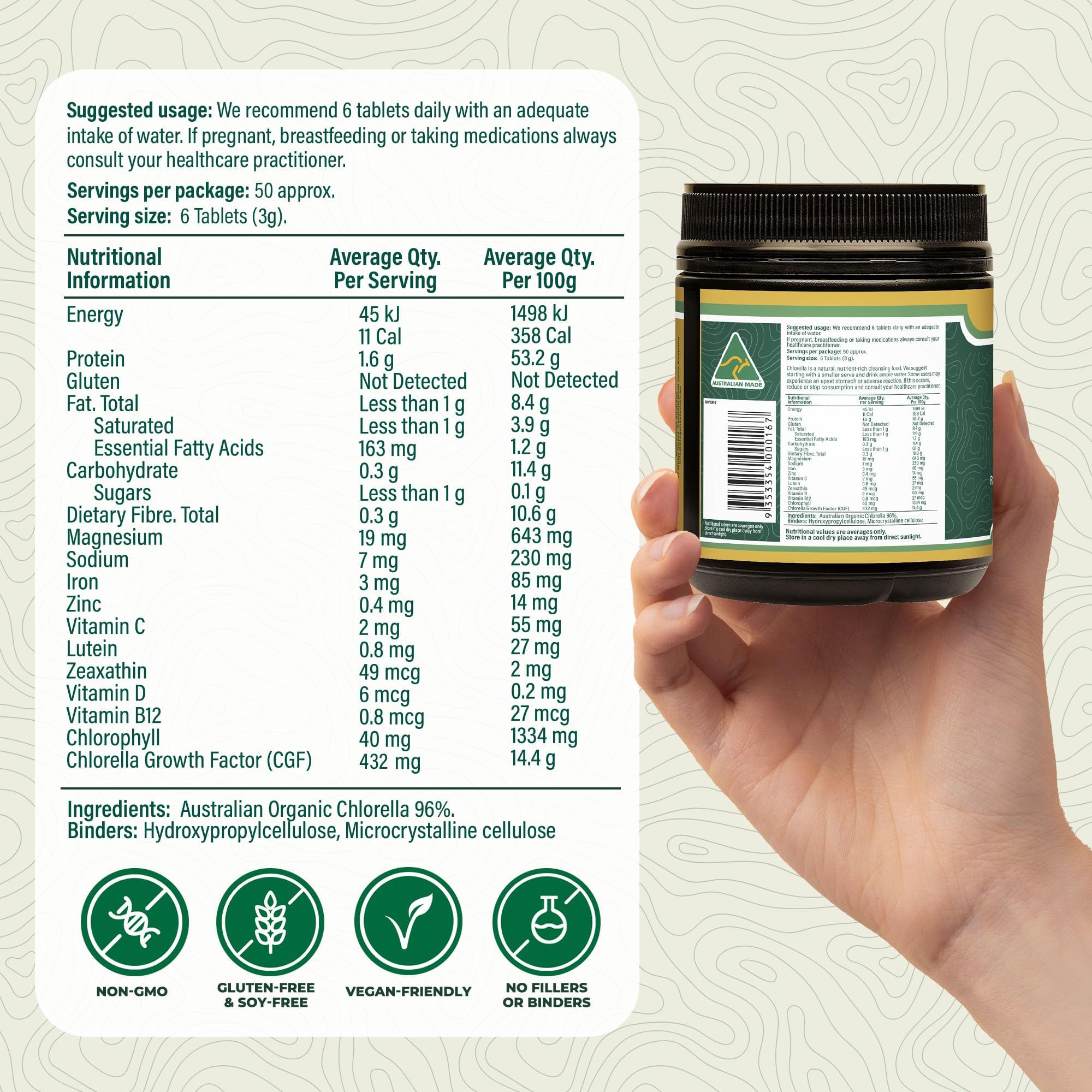 Biogenesis Chlorella Tablets side view