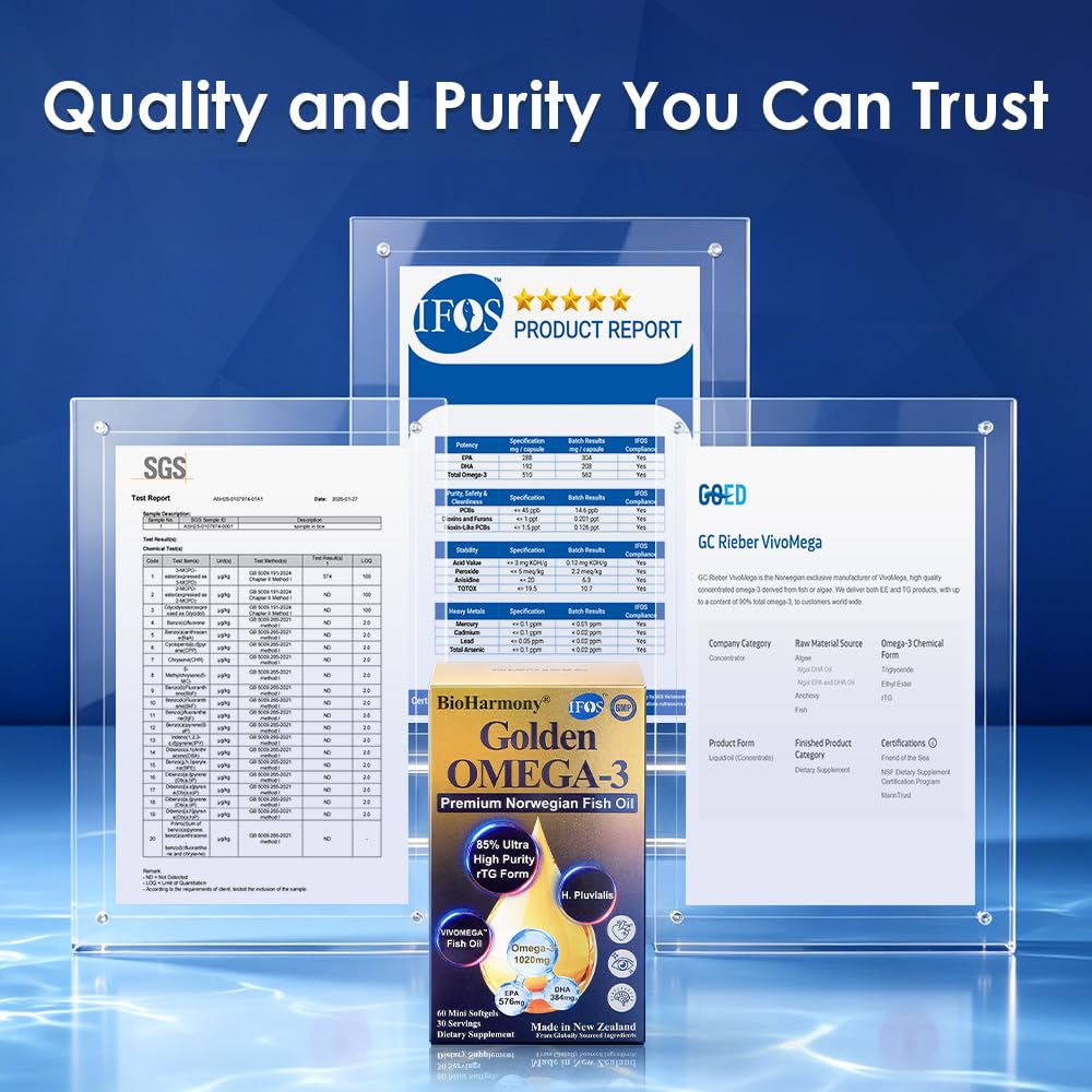 BioHarmony Fish Oil Softgels packaging with natural astaxanthin