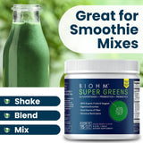 BIOHM Super Greens Powder with a smoothie