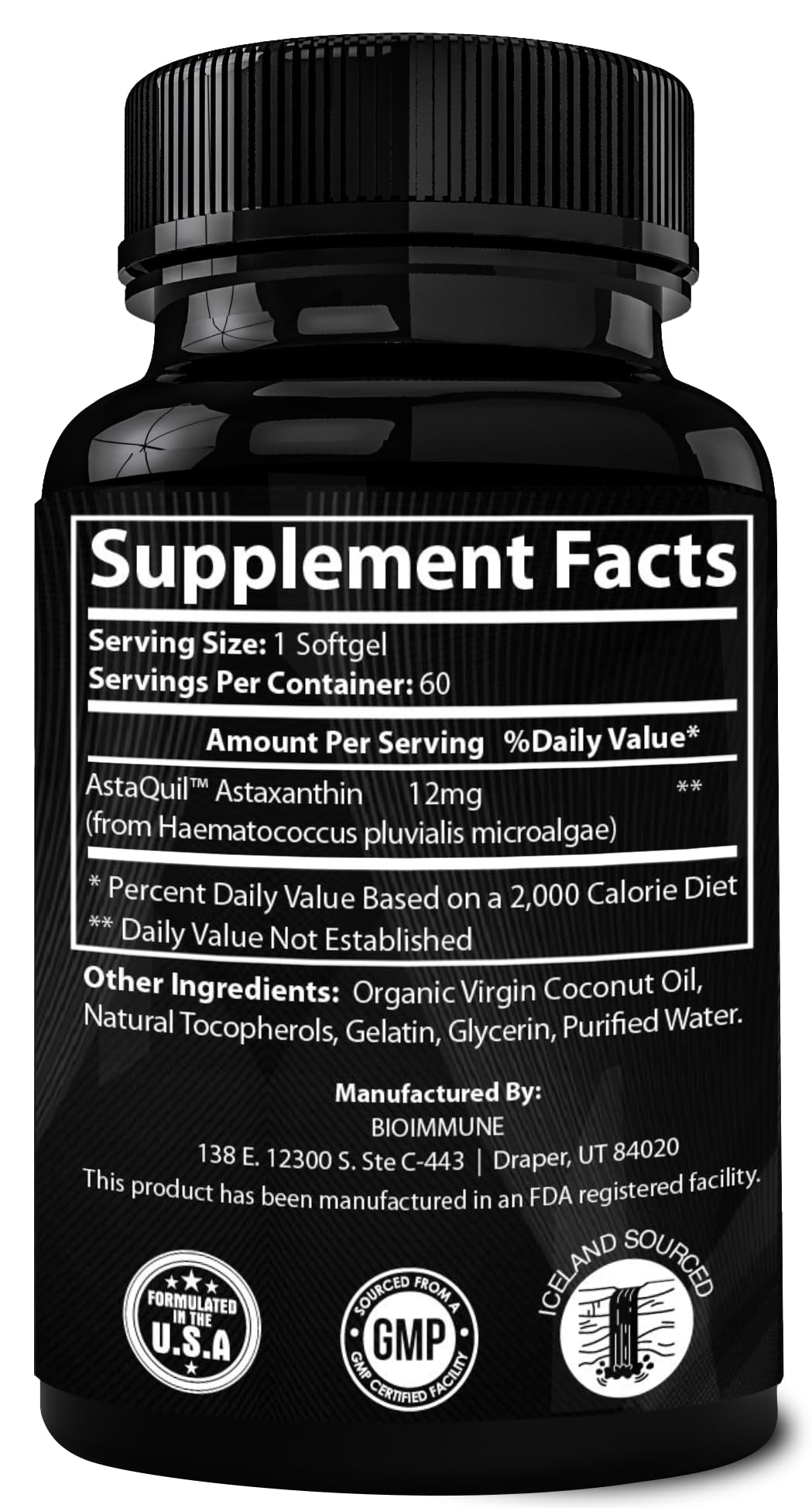 BioImmune Astaxanthin 12mg softgels with measuring spoon