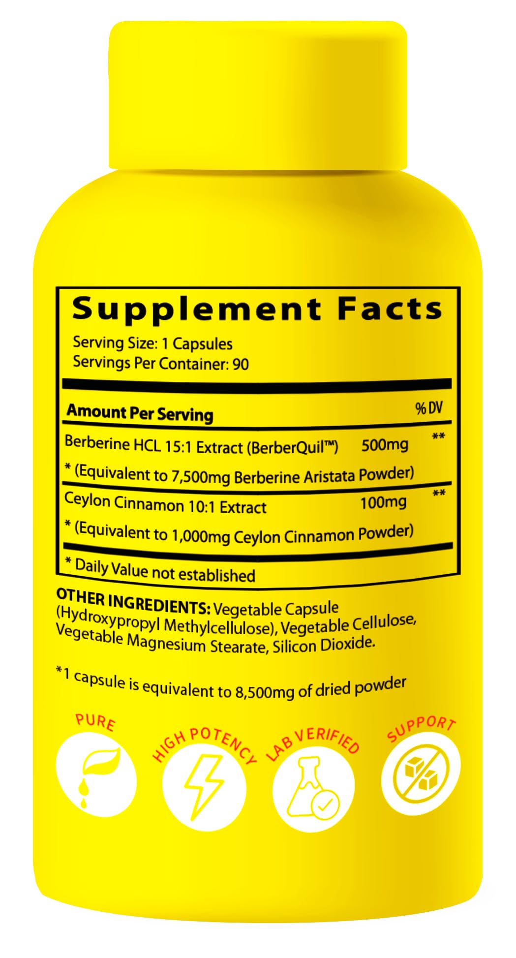 BioImmune Berberine Supplement 600mg back label