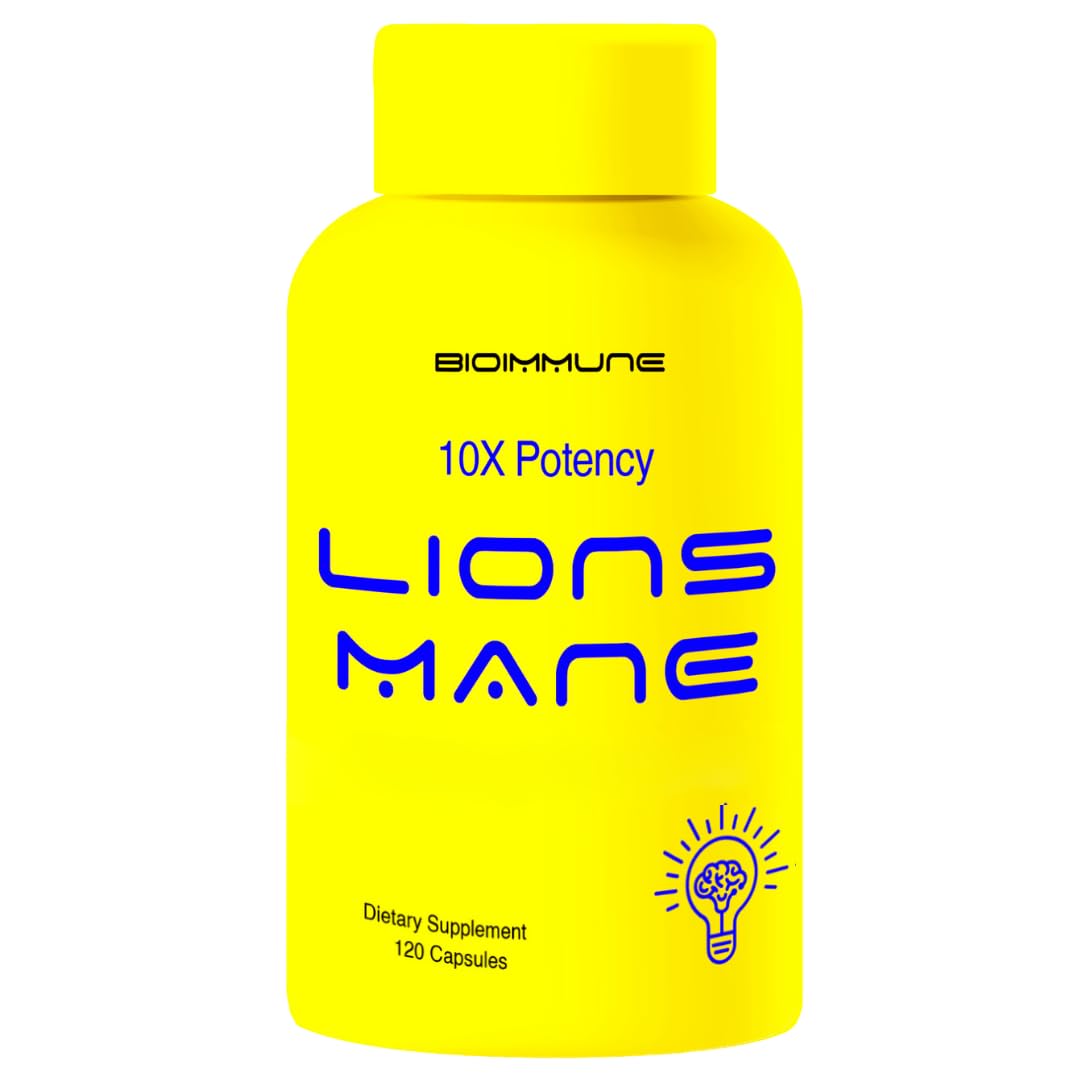 BioImmune Lion's Mane Mushroom Supplement 10X Potency front view