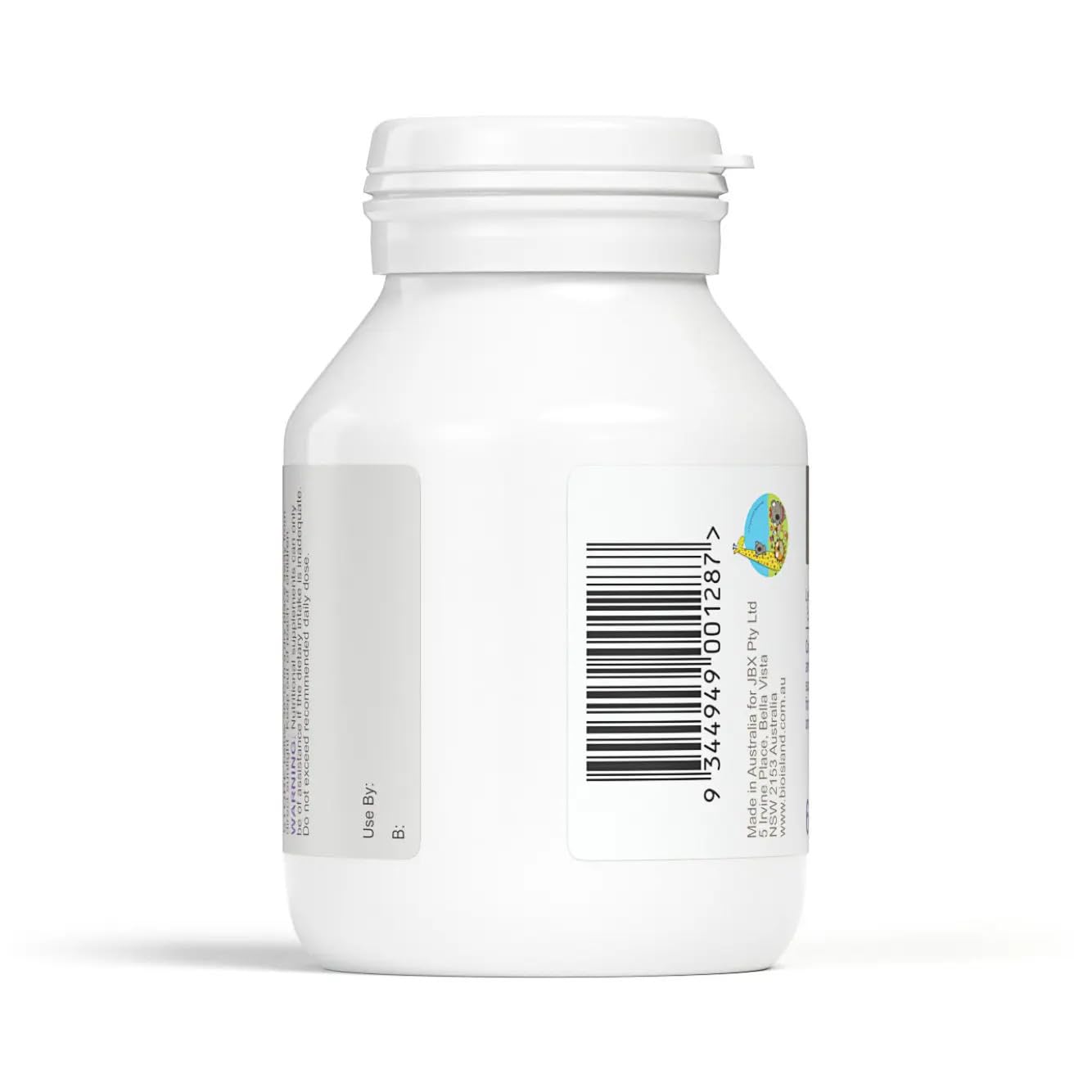Bioisland L-Lysine Chewable Tablets blackcurrant flavour close-up