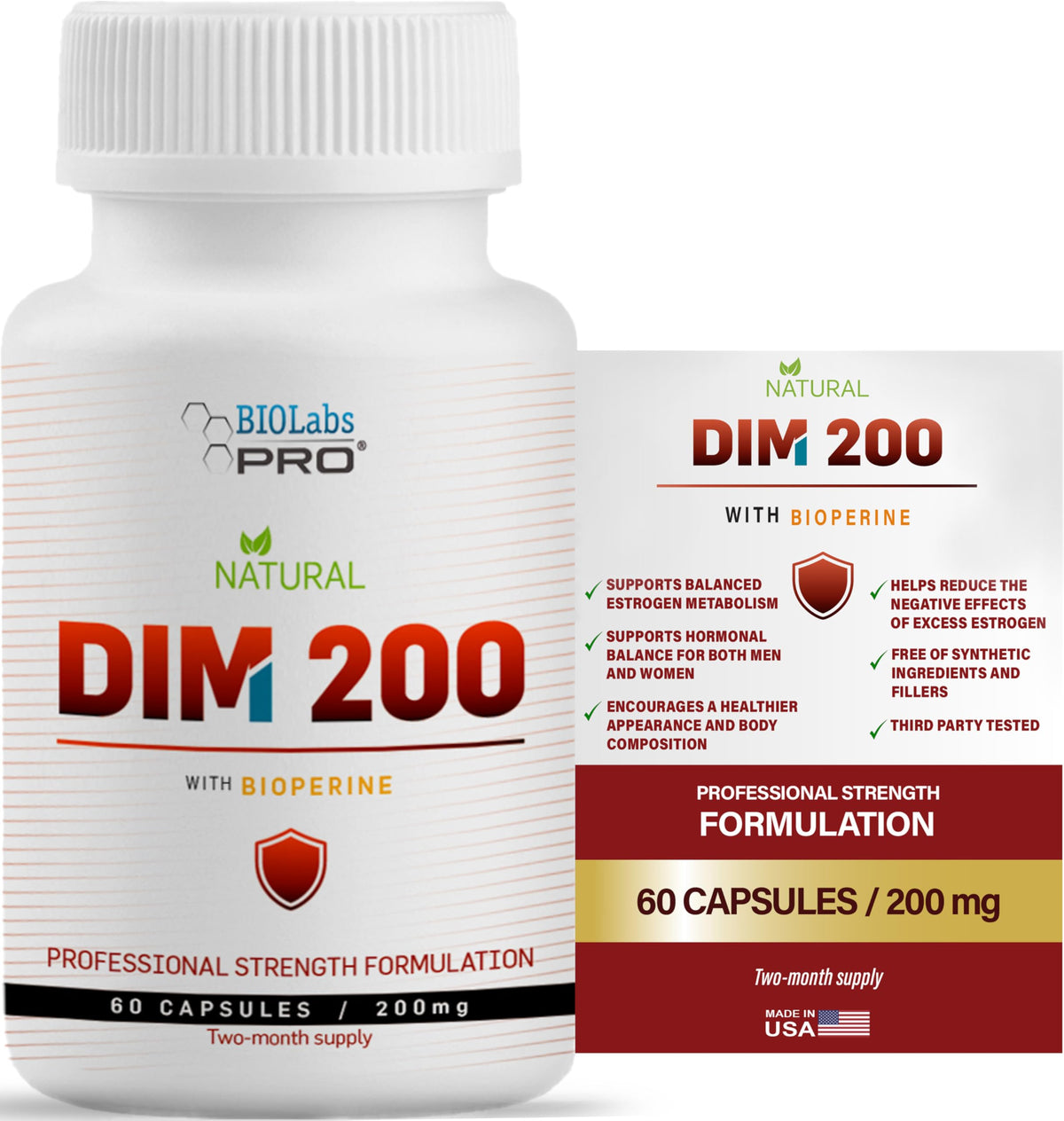 BIOLABS PRO DIM Supplement 200mg capsules front view