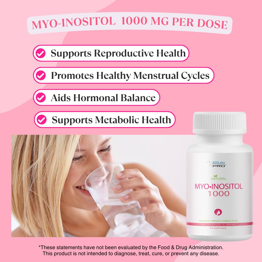 BIOLABS PRO Myo-Inositol 1000mg bottle side view