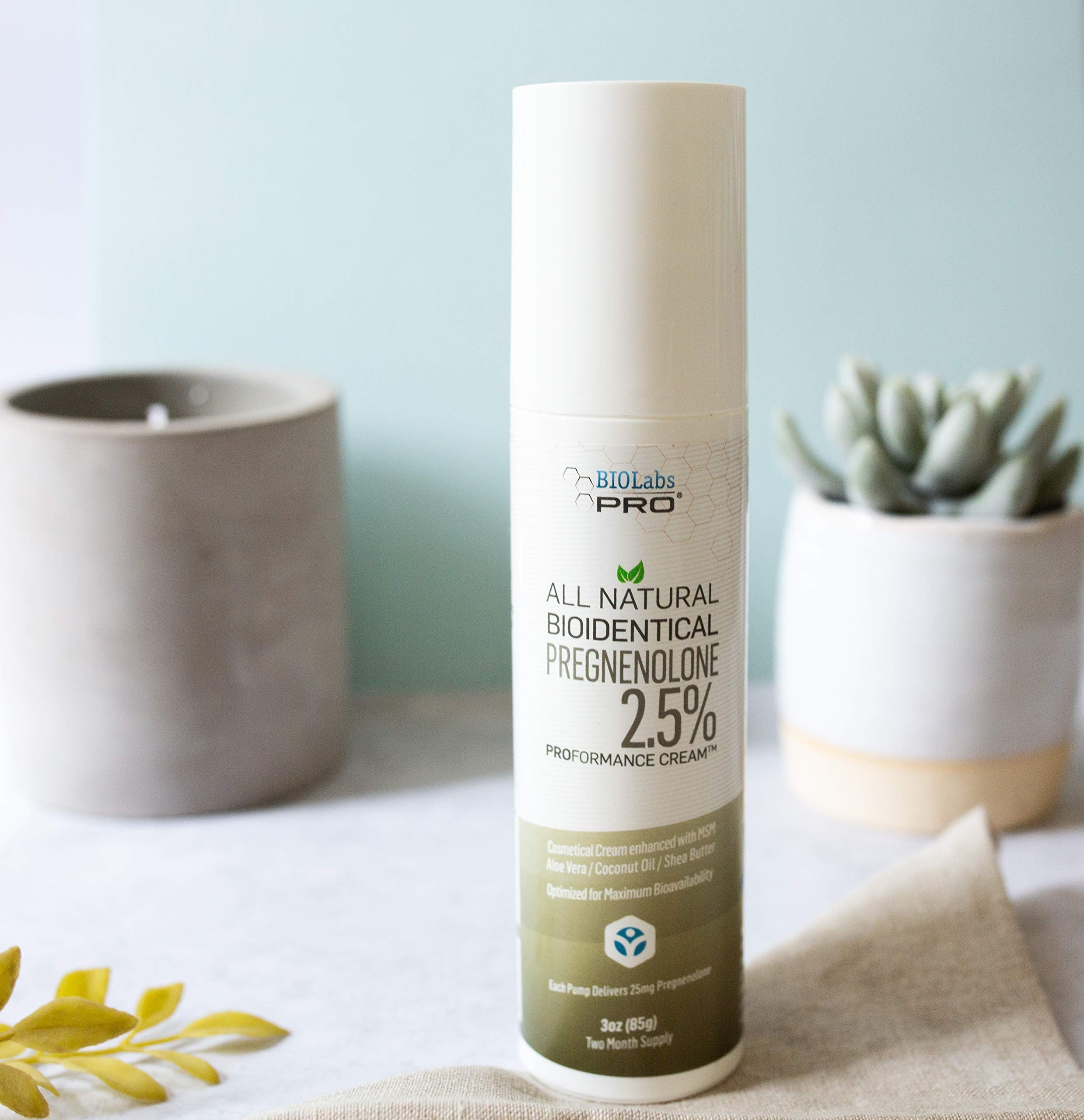 BIOLABS PRO Pregnenolone Cream 2.5% on a wooden surface