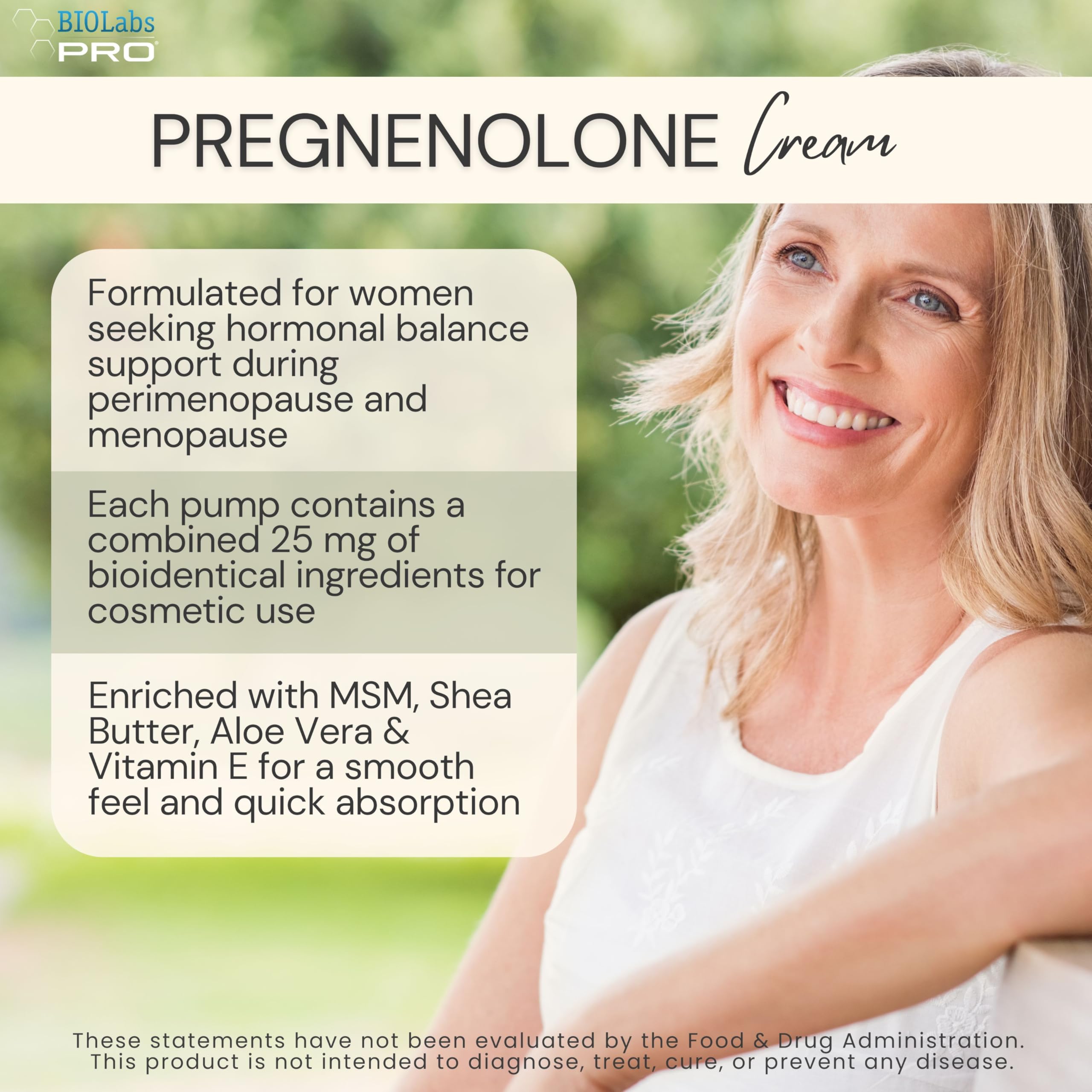 BIOLABS PRO Pregnenolone Cream 2.5% side view showing texture