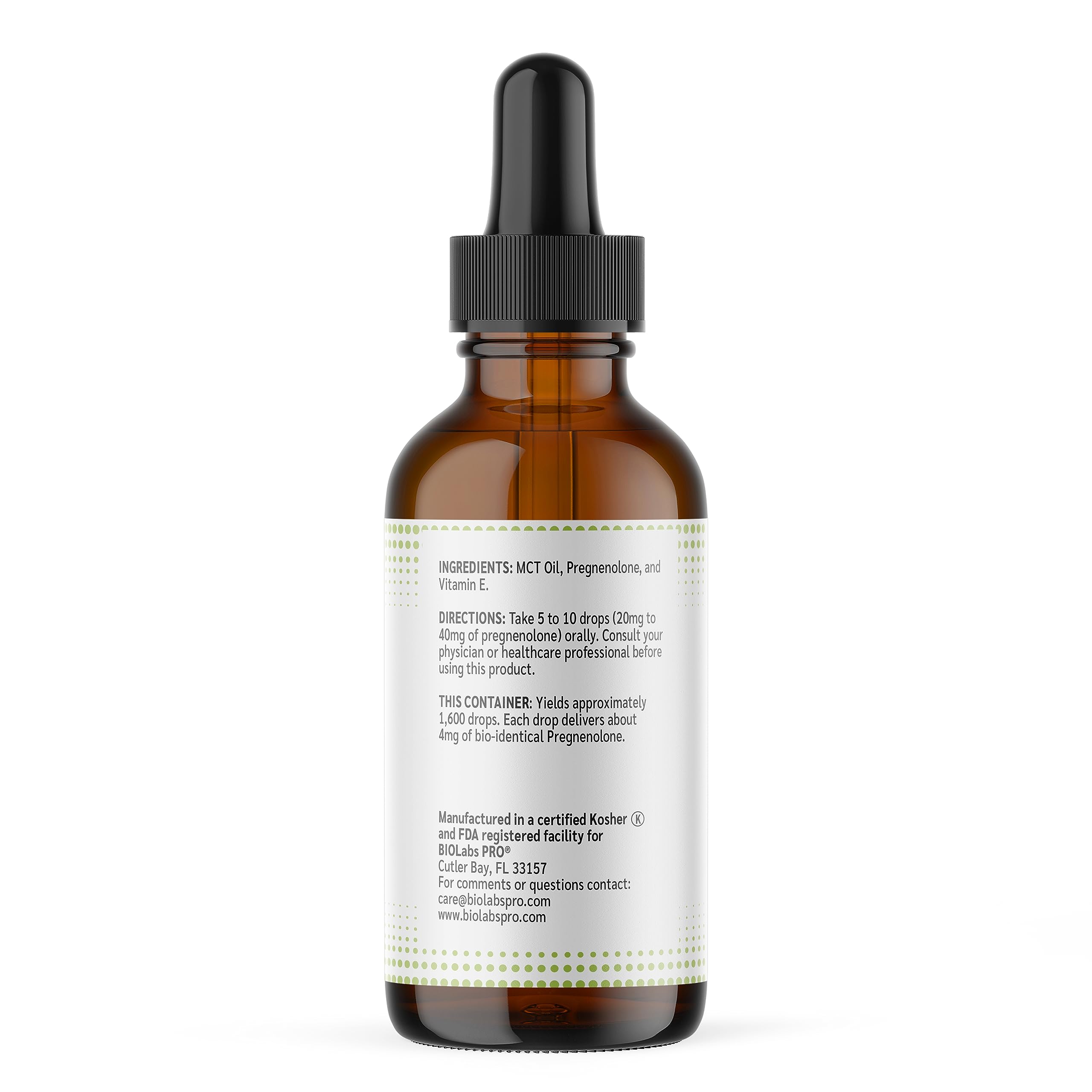 BIOLABS PRO Pregnenolone Oil 2oz on a wooden table