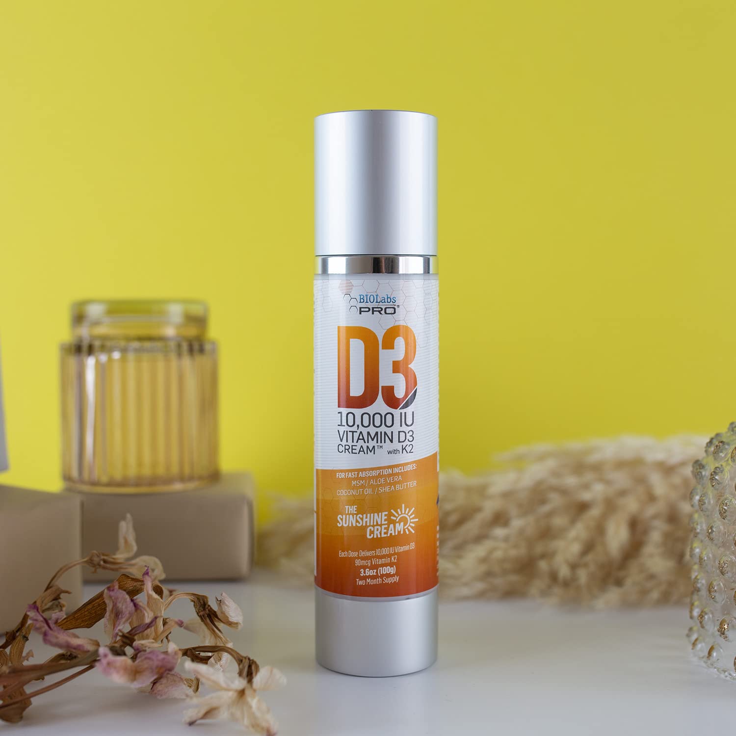 BIOLABS PRO Vitamin D3 & K2 15000IU bottle side view