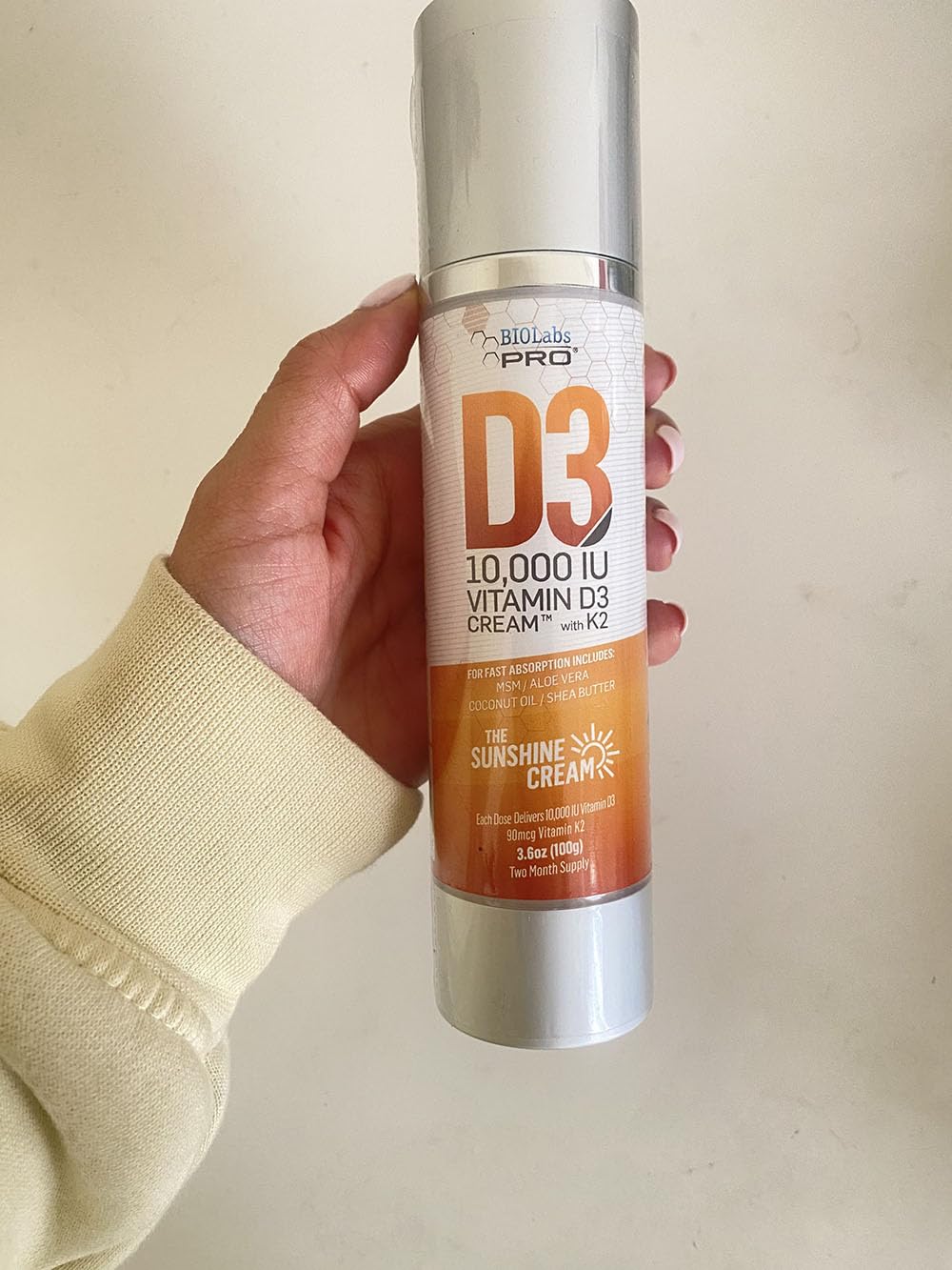 BIOLABS PRO Vitamin D3 & K2 15000IU bottle with a measuring spoon