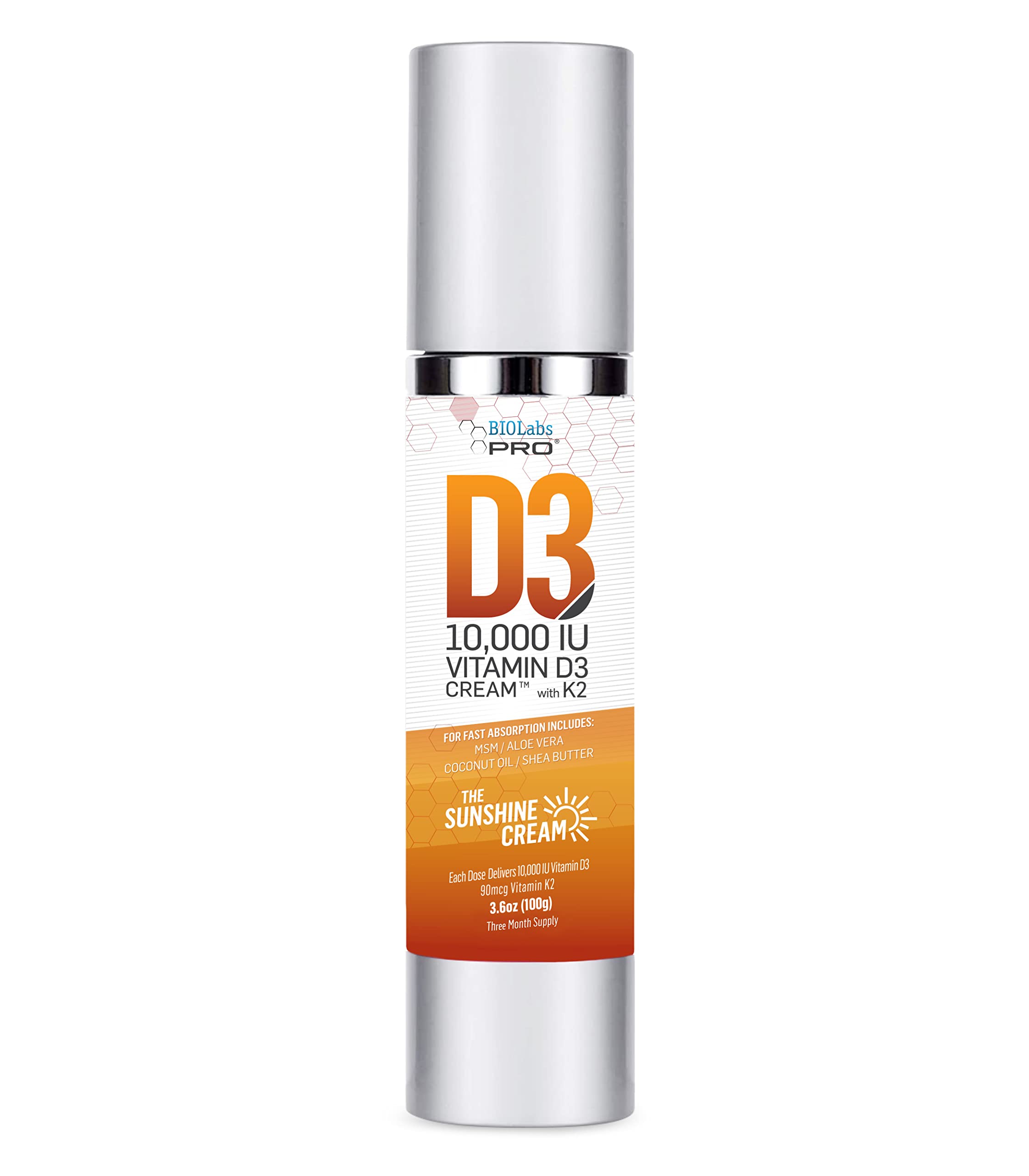 BIOLABS PRO Vitamin D3 & K2 15000IU luxury bottle front view
